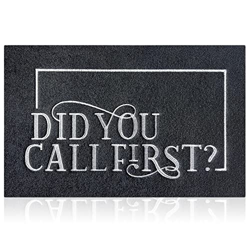 JJUUYOU Welcome Mats for Front Door Did You Call First Rugs Outdoor Black Doormat with Non Slip Rubber Rugs Decor for Home Farmhouse Balcony Pati