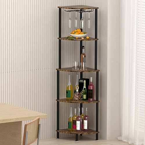 Kokorona Corner Wine Rack with Glass Holder