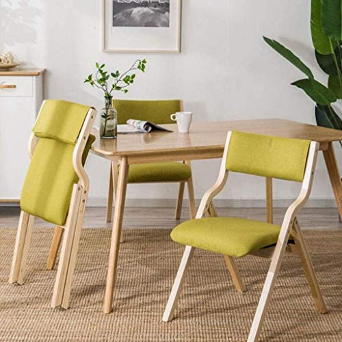 DINGZZ Solid Wood Folding Chair, Dining Chair Upholstered Thick Seat, Home Cotton and Linen Chair