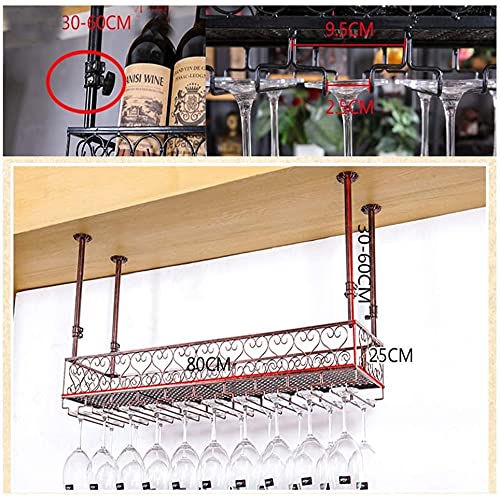 SUCHETA Hanging Wine Rack with Glass Holder and Shelf, Wine Glass Rack, Upside Down Home-Style European bar Table Wine Rack, Ornaments, Creative