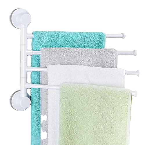 DXIA Swivel Towel Rail, 4-Arm Bathroom Swing Hanger, Bath Rack Wall Mounted Towel Rack Holder, Towel Rack Holder Storage Organizer Space Saving,