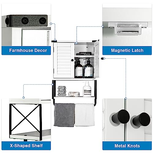 HOKYHOKY Bathroom Medicine Wall Cabinet, 22.6” x 15.5” x 7.17” Small Bathroom Hanging Storage Cabinets with Louver Doors, Medicine Cabinet Organi