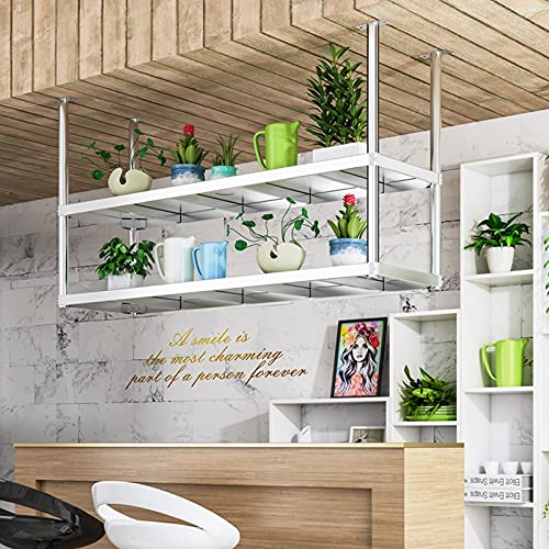 SUCHETA Wine Rack Hanging Wine Glass Rack, Modern Floating Shelves, Loft Kitchen Storage Shelf, 304 Stainless Steel Wall-Mounted Two-Tier Storage