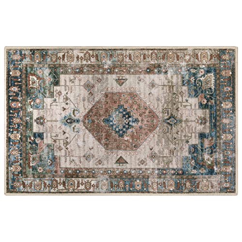 Collive Washable Indoor Door mat, Non Slip Retro Entryway Rug 20" x 32" Doormat Quick Absorbent Entrance Rug Distressed Front Door Mat, Welcome M