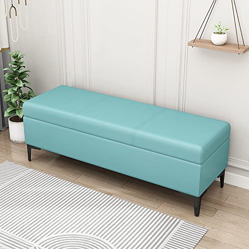 Storage Ottoman Bench for Bedroom, PU Ottoman with Storage And Safety Hinge, Modern Entryway Bench Seat Shoe Rack Bench with Metal Legs, for Bedr