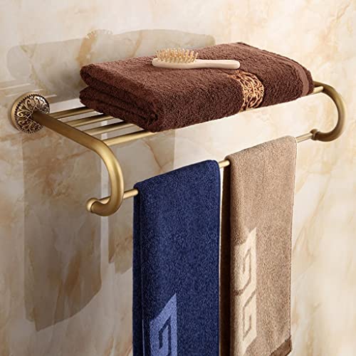 HIGOH Towel Racks,Bathroom Towel Rack Wall Mounted Towel Holder,Antique European Pastoral Style Bath Towel Rack,Retro Towel Holder,All Copper Tow