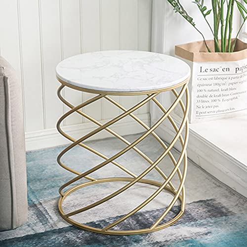 JJZXD Custom Nordic Sofa Side Table Simple Creative Marble Small Round Table Bedroom Table Bedside Cabinet Light Corner (Color : Vert)