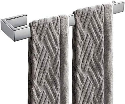 Towel Rails Stainless Steel Wall-Mounted Towel Rack For Kitchen Perforated Towel Ring For Bathroom 35CM(Color:Chrome)