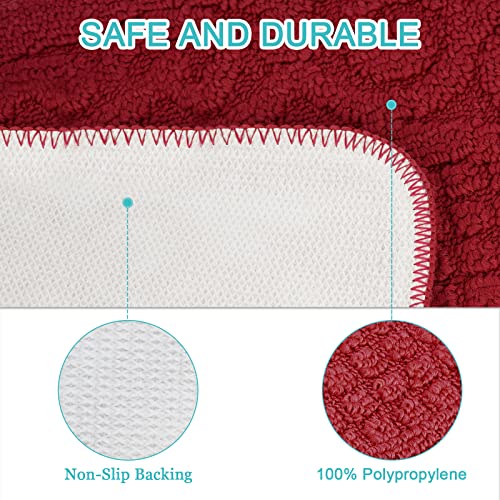 Olpchee Half Round Non-Slip Kitchen Bedroom Toilet Doormat Floor Rug Mat Keeps Your Floors Clean Decorative Design (Large, Red)
