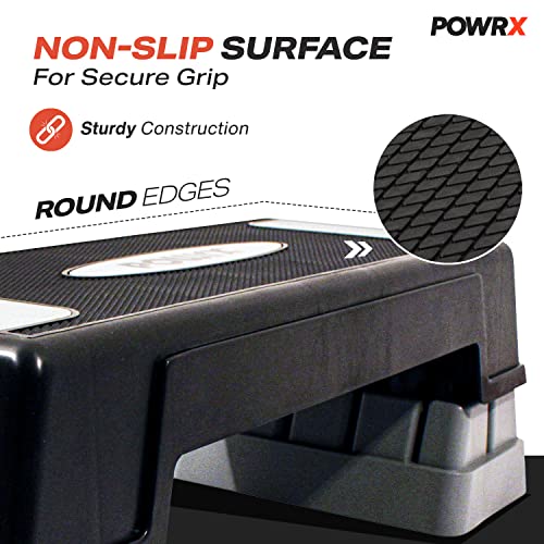 POWRX aerobic stepping board 12/17/24cm (3 levels) I Stepper height-adjustable and non-slip for Aerobics, Gymnastics and Fitness I Home Step Step