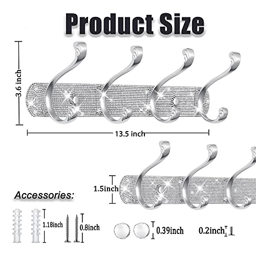 BlackFish Coat Rack Wall Mount,Rhinestone Type Wall Mounted Coat Rack - 4 Hooks,Purse Hanger,Coat Hanger Wall Mount,Wall Coat Rack for Bathroom K