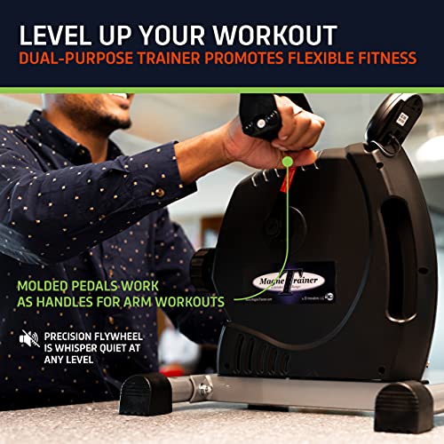 MagneTrainer Pedal Exerciser - Mini Arm & Leg Under Desk Bike – Stationary Bidirectional Bikes for Low Impact Exercise and Physio w/Wide Base and