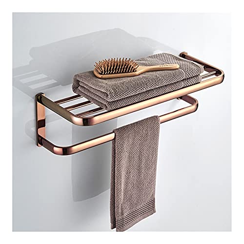 HIGOH Towel Racks, Bathroom Towel Rack Wall Mounted Towel Holder,Rose Bath Towel Bar,Bathroom Towel Rail,Brass European Towel Rack Towel Holder,A