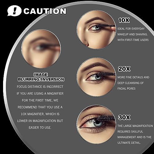 10x Travel Magnifying Mirror with Suction Cups and Tweezers Kit Portable Magnifying Makeup Mirror Black Cosmetic Mirror Magnified for Shaving Mak