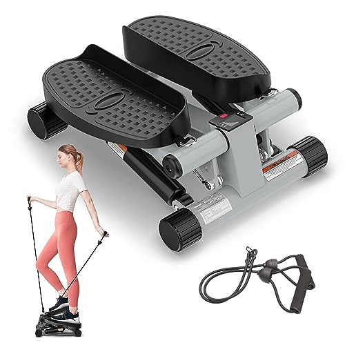 Niceday Mini Stepper Exercise Machine, Steppers with Resistance Bands, Step Machine Exerciser for Home, Up-Down Stepper with LCD Monitor, Space S
