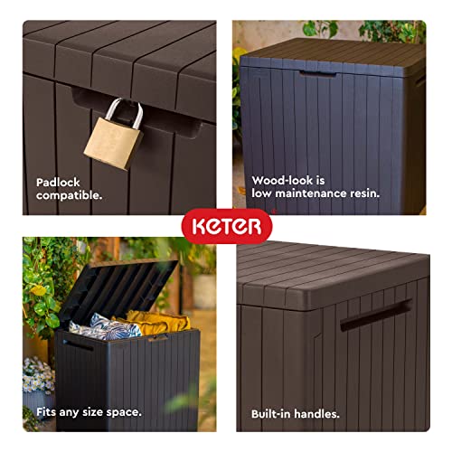 Keter City Brown Resin Deck Box Patio Furniture Pool Accessories and Outdoor Toy Storage