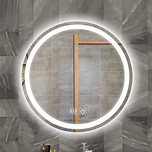 Led Bathroom Mirror Illuminated Led Smart Makeup Vanity Polished Edges, Touch Dimmble Switch Color Change Temperature, Led + Antifog, 70 * 70cm