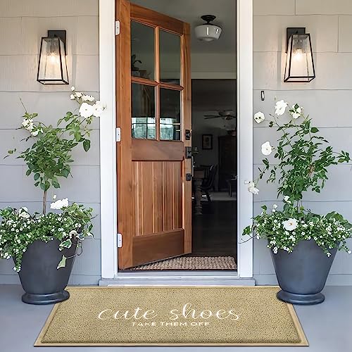 Outdoor Welcome Mat for Funny Outside Home Entry Mats Cute Shoes Take Them Off Entryway Large 18 x 47 inch for Bedroom Shoe Scraper Non Slip PVC