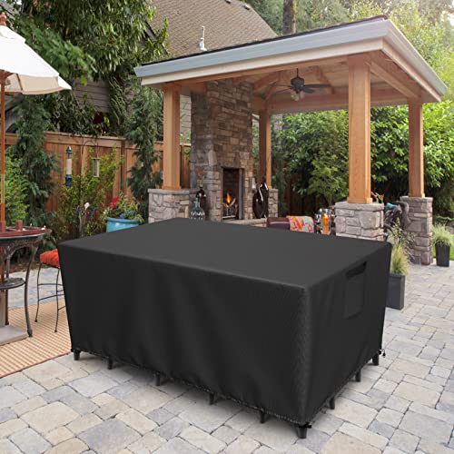 Garden Furniture Covers, Square Outdoor Furniture Cover Waterproof, 600D Durable Heavy Duty Patio Table Cover, Windproof Patio Cover Black Fits u