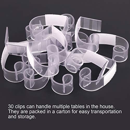 Glarks 30 Pack Plastic Table Cover Clips Tablecloth Clips Table Skirting Clips with Hook and Loop for 1 3/ 5 to 1 4/ 5 inch Table Great for Indoo