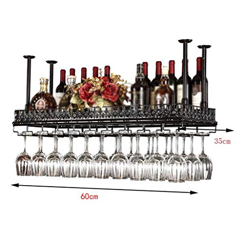 ZYZMH Wine Rack, Bar Hanging Goblets Simple Display Wrought Iron Wine Rack, Elegant Black
