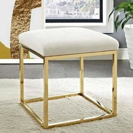 gzz Nordic Vanity Stool Square Small Stool Change Shoe Bench Single Living Room Upholstered Sofa Stool,Milky White