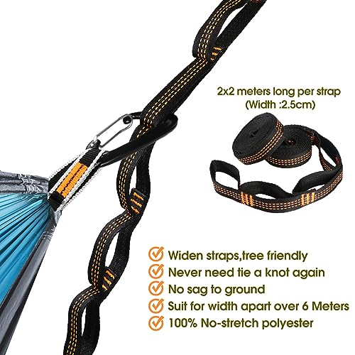 NATUREFUN Ultra-Light Travel Camping Hammock | 300kg Load Capacity,(300 x 200 cm) Breathable,Quick-drying Parachute Nylon | 2 x Premium Carabiner