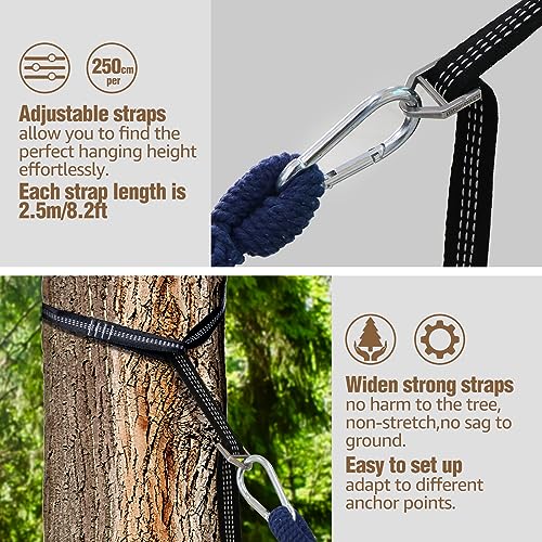 Chihee Cotton Hammock Large Soft Breathable Camping Hammock Holds Up to 660lbs Portable Tree Hammock with Detachable Spreader Bar Pillow 2 Strong