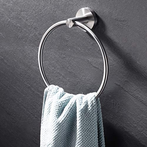 KES Toilet Roll Holder and Towel Ring Set, Bathroom Hardware Set Bathroom Accessory Set 2 Pieces SUS304 Stainless Steel Wall Mounted Brushed Fini