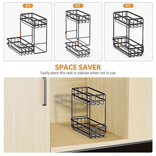 KORRTFID 6 Bottle Coffee Syrup Organizer,2 Tier Coffee Syrup Bottle Stand for Coffee Bar,Countertop Freestanding Tabletop Liquor Wine Rack,Storag
