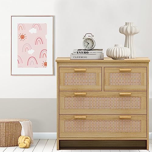 PUDO Storage Accent Chest, Engineered Wood Rattan, Natural, 31.5