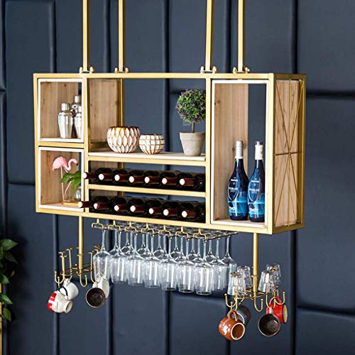 EYLINK Wine Racks,Solid Ceiling Hanging Wine Rack Storage Holder Metal Cabinet Wine Bottle Rack Wine Cooler Decorative Display Shelves