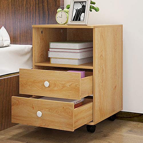 JYDQM Bedside Cabinet Bedroom Furniture with Double Drawers, Home Wooden Bedside Storage Cabinet
