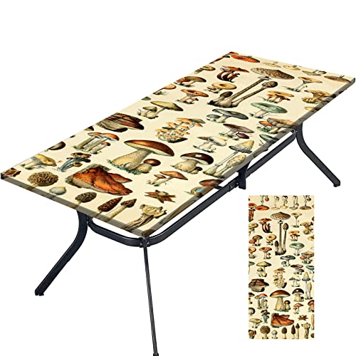 Tablecloth for Folding Table, boho Picnic Table Cover, Waterproof Fitted Table Covers for 6 Foot Tables, Elastic Rim Plastic Table Cover for Picn