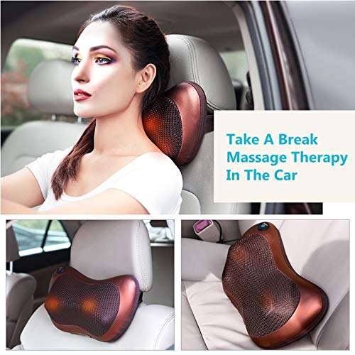 HUANGXING - Neck and Back Massager 4/8 Heated Rollers Shiatsu Massage Pillow, Electric Full Body Massager, Relieve Muscle Pain, Deep Tissue Knead