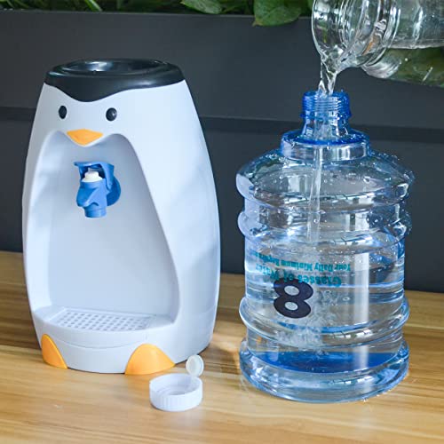 GOODFEER 2.5L Kid cold Water Dispenser small Penguin Shape Mini Drinks Dispenser with Tank,Tap and stand for Home Gatherings School Office Juice