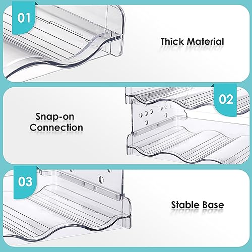 Zocipro Water Bottle Storage Rack, 2 Pack Stackable Water Bottle Organiser for Cupboard, Plastic Water Bottle Holder for Kitchen, Cupboard, Fridg