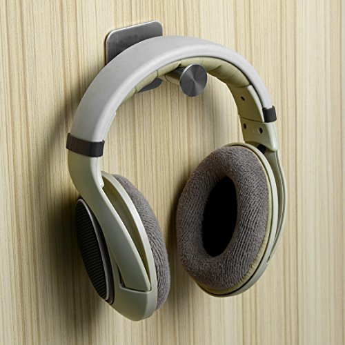 Geekria Extensible Headphone Wall Mount, Stainless Steel Stick-On with 3M Adhesive Hooks Under Desk, Dual Headset Wall Mount for All Headphones