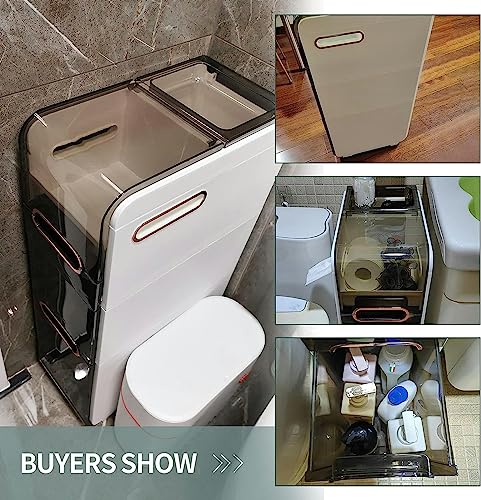 CIADAZ Toilet Paper Storage Stand, Multi-Purpose Storage Cabinet Unit for Small Space, Slim Bathroom Storage Cabinet with 3 Drawers - No Installa