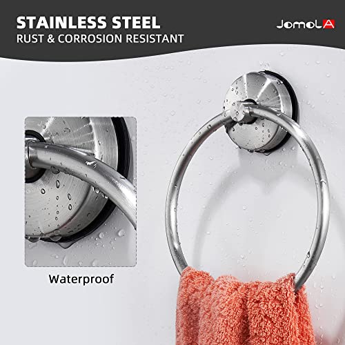 JOMOLA Towel Ring Suction Towel Rail for Bathroom Stainless Steel Kitchen Towel Rail Rack Drill Free Bath Towel Holder Bathroom Accessories Brush