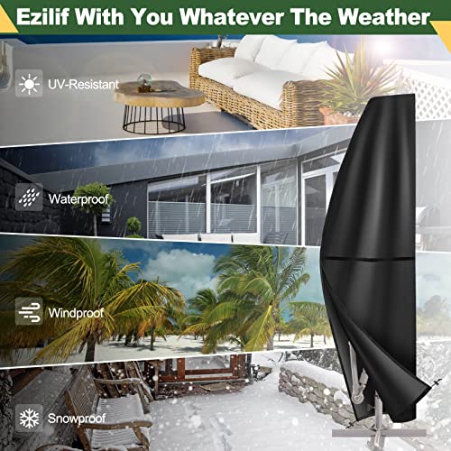 Ezilif Parasol Cover, 420D Oxford Cantilever Parasol Cover Waterproof/Windproof/Anti-UV, Parasol Covers Fit for 2.5-3.5M Garden Umbrellas(265*40/
