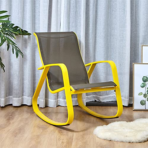Grand patio Textilene Rocking Chair, Patio Rocker Seating, Weather Resistant, Lightweight, Relax Armchair for Indoor, Outdoor (Yellow, 1PC)
