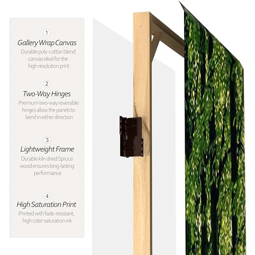 Red Lantern Double Sided Path of Life Canvas Folding Screen, 3 Foot - 4 Panel