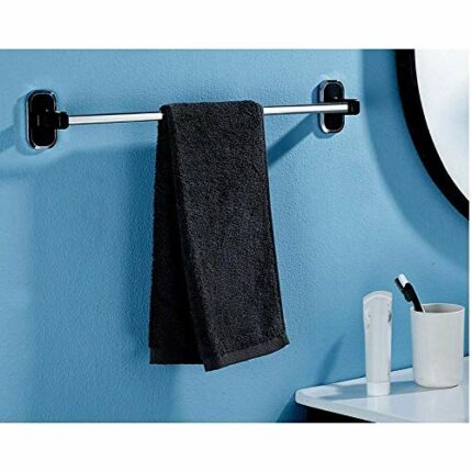 -Shelf,Towel Rack Susblack and White Single Pole Seamless Sticker Free Perforated Wall Hanging Towel Rack-C2 Towel Storage Bath Towel Rail Single