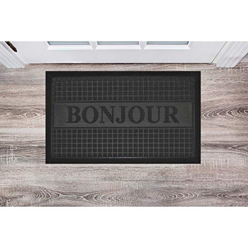Tapis Deco Door Carpet 45X75 Bonjour, Noir Black
