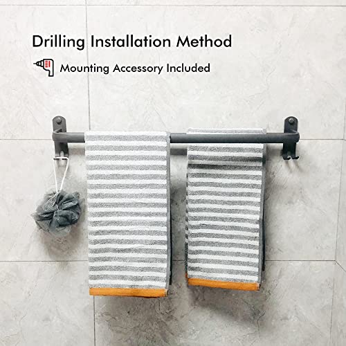 Double Towel Rail Self Adhesive or Wall Mounted Towel Rack Holder with Double Hooks Space Aluminium Towel Rods for Bathroom Kitchen Organizer Sto