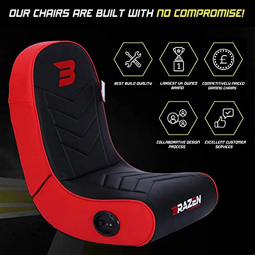 BraZen Stingray 2.0 Children Kids Gaming Chair Foldable Floor Rocker Rocking with Sound Speakers British Brand - Red