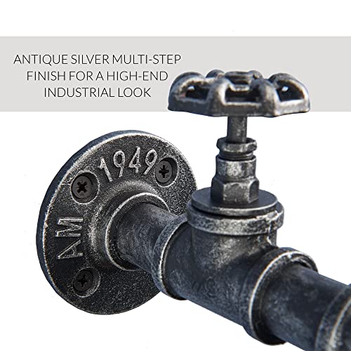 Barnyard Designs Industrial Towel Ring, Rustic Vintage Decorative Hand Towel Holder, 8” x 7” x 4.5”