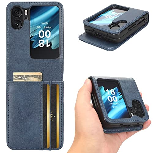 KRjcsfhy Case for OPPO Find N2 Flip 5G Wallet Case wtih Card Holders, PU Faux Leather Back Cover + Hard PC Protective Shell Thin Phone Case for O