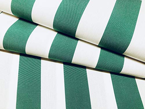 Emerald Green & White Striped DRALON Outdoor Fabric Acrylic Teflon Waterproof Upholstery Material for Cushion Gazebo Beach - 160cm Wide (Sold by